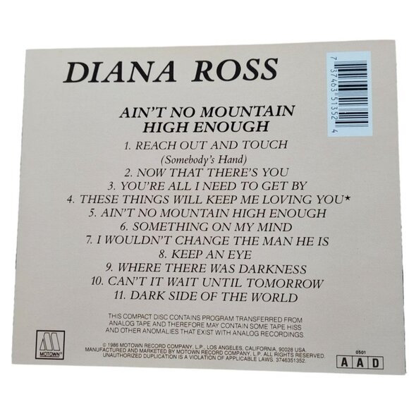 Diana Ross Aint No Mountain High Enough 1981 Motown Release  37462cd - Picture 3 of 3